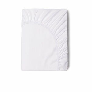 Bílé elastické prostěradlo z bavlněného saténu HIP, 90 x 200 cm